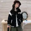 Nueva chaqueta de béisbol color block estilo coreano para niñas de otoño, abrigo moderno holgado de corte ajustado para niñas, chaqueta de moda para primavera y otoño