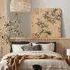 Pintura de Tulipán y Mariposa Estilo Chino Pintura Decorativa para Sala de Estar Pintura Tradicional Estilo Japonés Pintura Colgante Pared de Fondo de Sofá Regalo de Inauguración de Casa Mural
