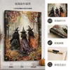 Pintura decorativa de três bruxas mais vendida da Amazon para Halloween, pintura sem moldura de floresta de outono vintage para decoração de parede da sala de estar