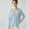 Suéter 100% cachemira pura para mujer, cuello en V, diseño calado, capa interior cálida, casual, versátil, corte holgado, efecto adelgazante, capa base
