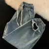 Pantalones de Mezclilla Harem Retro para Hombre del Sudeste Asiático Transfronterizo Primavera y Verano High Street Cintura Elástica Holgados Casuales Pantalones Largos