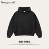 Sudadera con capucha estilo callejero retro americano marca de moda copo de nieve rosa patrón caja suelto estampado desgastado para hombre