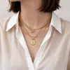 Colar de Três Camadas com Retrato de Rainha para Mulheres 2026 Novo Design de Alto Padrão Nicho Luxo Leve Corrente da Clavícula Celebridade da Internet Verão