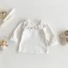 Ropa Nueva de Otoño 2025 para Niñas Camiseta Básica de Manga Larga para Bebé Cuello de Muñeca Bordado Camiseta Exterior Versátil