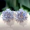 Pendientes de flor para mujer estilo dulce y fresco, pendientes de flor de circón con diamantes completos, pendientes de venta caliente europeos y americanos, entrega de una sola pieza