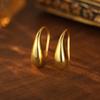Plata Esterlina 999 Chapada en Oro Gancho para Oreja con Gota de Agua Arete para Lóbulo Brillo Liso Aretes de Aro Sencillos Regalo Ins Sentido del Diseño Nicho Trendy