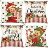 Funda de almohada navideña más vendida transfronteriza con estampado festivo de Papá Noel, funda de almohada para decoración del hogar, venta al por mayor directa del fabricante