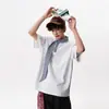 Camiseta Gola Polo Manga Curta "Estilo Marítimo" para Homens e Mulheres, Design Verão 2026 com Fita, Camiseta Soltinha para Casal
