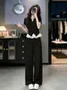 Conjunto Pequeno Estilo Chanel Único e Bonito para Mulheres, Conjunto de Duas Peças Casual Esportivo Elegante e Emagrecedor de Verão com Calça de Corte Reto