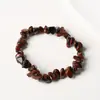 Pulseira de Cascalho de Citrino Natural com Círculo Único Pulseira de Pedra Bruta Assimétrica com Corda Elástica Estilo Fresco, Simples e Versátil