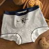Cuecas Boxers de Algodão Antibacteriano para Meninas Plus Size, Estilo Britânico, Estampa de Urso, Gancho Estendido Grande