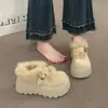 Sapatos Mary Jane Birkenstock de sola grossa com aumento de altura, de pelúcia, para mulheres, novos, botas de neve de inverno, sapatos de algodão para mulheres