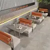 Asientos en cabina estilo cafetería coreana, Mesas y sillas de acero inoxidable para restaurante de barbacoa, Sofá con funda suave, Mesa y sillas sencillas y modernas para cafetería de té con leche