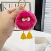 Llavero con colgante de bola de carbón para coche, piel de conejo Rex auténtica [Pato adorable], bonito colgante de red roja con sobre, venta al por mayor