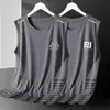 Novo Colete Esportivo de Secagem Rápida para Homens, Camiseta sem Mangas de Seda de Gelo Soltinha para Treinamento Físico, Corrida, Basquete, Regata Estilo Americano