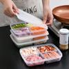 Caja de Almacenamiento para Refrigerador, Caja Dividida para Conservación de Alimentos, Contenedor Sellado de Grado Alimenticio, Cuatro Compartimentos para Carne Congelada, Cebolla, Jengibre, Ajo y Materiales Preparados para Refrigeración
