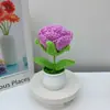 Maceta Grande de Flor Rosa Tejida Acabada Planta Ramo Hecho a Mano Adorno Decoración de Coche Regalo Día del Maestro Tejido al por Mayor