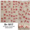 Redanco5D Estampado Ins Popular Dibujos Animados Pegatinas para Uñas Blanco y Negro Lazo Rojo Pegatinas Tridimensionales para Uñas Dr1817