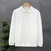Camisa Polo Branca de Manga Longa Marca de Moda Masculina Europeia 2023 Nova Jaqueta de Outono Camiseta Casual Masculina de Manga Longa com LED