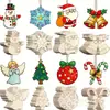 Colgantes de Árbol de Navidad de Madera sin Terminar Decoraciones para Fiestas Navideñas Juguetes de Graffiti DIY Manualidades de Virutas de Madera
