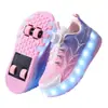 Zapatos con Ruedas Invisibles para Niños con Ocho Ruedas, Patines Transformables que se Iluminan, Patines de Juguete de Cuatro Ruedas para Niñas, Zapatos Deportivos para Niños
