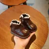 Botas de cuero para bebé niña invierno más terciopelo cálidos zapatos de algodón infantil suela suave zapatos para caminar zapatos de niña botas para niños botines