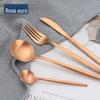 304 Aço Inoxidável Português Espessado Dourado Louça de Alto Valor Estilo Ocidental Faca, Garfo e Colher Simples Conjunto de Quatro Peças