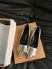 Sapatos de Salto Baixo Franceses para Mulheres 2025 Primavera e Verão Novo Bico Fino Elegante Prata para Noite e Trabalho
