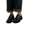 Versão em Couro de Vaca~Sapatos Loafers de Couro Genuíno com Solado Grosso para Mulheres Primavera e Outono 2026 Sapatos Simples Pretos Estilo Britânico Sapatos Pequenos de Couro Loafers