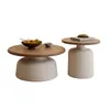 Mesa de centro de apartamento color crema, mesa de centro para sala de estar para espacios pequeños, mesa de centro redonda tipo Martini de hierro forjado simple y moderna para casa de huéspedes