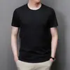 Nova T-shirt de Verão 95% Algodão Manga Curta Fashionable para Jovens Homens Gola Redonda Lisa Estilo Coreano Top Manga Meia
