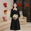 Vestido de Noiva de Gaze Branco Simples de Alta Qualidade para Registro de Certificado Manga Longa Vestido de Aniversário à Noite Petite