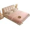 Cama de almacenamiento tapizada estilo minimalista moderno color crema 1.8m tela de chenilla madera maciza cama doble de boda