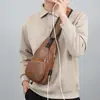 Nueva bolsa de pecho para hombre de PU, bandolera urbana minimalista de color liso, deportiva y portátil, gran capacidad, bolso de hombro casual, moderno