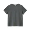 Verão 2025 Novo Estilo Americano Ombro Direito Simples Cor Pura Manga Curta Camiseta Casual Feminina Peça de Sobrepor Versátil Top Básico