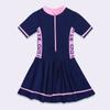 Traje de baño para niña de dos piezas estilo deportivo de ángulo plano conservador para niñas pequeñas, medianas y grandes, ropa de baño casual