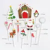 Decoración de pastel para hornear Enchufe para pastel de Navidad Papá Noel Casa de jengibre Tren pequeño Tarjeta de pastel tarjeta