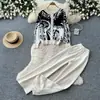 Conjunto de Cardigã de Tricô Color Block Estilo Preguiçoso Duas Peças para Mulheres Outono Deslocamento Emagrecedor Conjunto de Moda de Alta Qualidade Calça Longa de Pernas Largas
