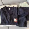Directo de fábrica [47 patrones] cárdigan de doble capa de algodón nube con solapa, ropa de casa de verano de manga larga y pantalones largos