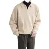 Suéter Masculino Outono/Inverno Estilo Retro Hong Kong Versátil Gola Alta Moda Masculina Estilo Old Money Japonês Pulôver Malha Canelada