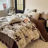 Juego de Cama de Terciopelo Leche para Conejos Madre y Cría Clase A Estilo Manta de Cama Cuatro Piezas Myllard Alto Gramaje Engrosado Cálido de Invierno Juego de Cuatro Piezas