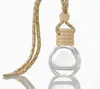 Botella ambientador para coche, accesorio colgante para coche, dispensador de perfume colgante para coche con cuerda y tapa de madera, botella de vidrio compacta