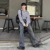 Camisa Masculina de Listras Azuis Manga Longa Verão Fina Estilo Japonês Design Bonito Nicho Estilo Hong Kong Jaqueta Tendência