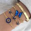 Set de Pulseras de Mariposa de Cristal Imitación Transfronterizo Europeo y Americano Moda Pulsera de Corazón con Pedrería Venta al por Mayor Sensación de Lujo Ligero de Gama Alta