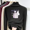 Ropa Nueva de Otoño e Invierno para Niñas, Camiseta Base de Manga Larga para Niños con Cuello Semi-Alto y Borde de Oreja de Felpa, Top Elegante para Llevar por Debajo