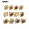 MR028 Anillo de Joyería para Fiesta Estilo Palacio Retro Exquisita Gema Redonda Pequeña Incrustada con Circonita Multicolores Opcionales para Mujer
