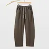 Pantalones Nuevos de Algodón y Lino con Dobladillo Curvo para Hombre, Pantalones de Ramio Finos de Verano, Pantalones Casuales Rectos y Sueltos, Estilo Popular para Hombres - Linxia