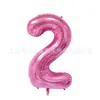 Papel de Aluminio Rojo Rosa Números 3D 0123456789 Fiesta de Cumpleaños Decoración Festiva Globos de Números Grandes