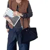 Nova Bolsa Tote de Lona e Couro com Alça Longa para o Trabalho Bolsa de Ombro Único/Axila Grande Capacidade Bolsa Tote Minimalista Relaxada