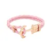 AliExpress caliente nuevo pulsera tejida de Ancla estilo náutico azul marino pulsera de cuero pulsera de múltiples capas para hombre